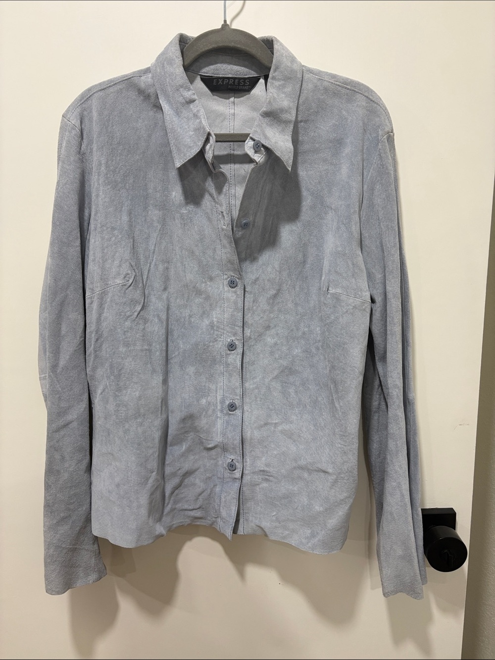 Express Light blue Leather Button-Front shirt